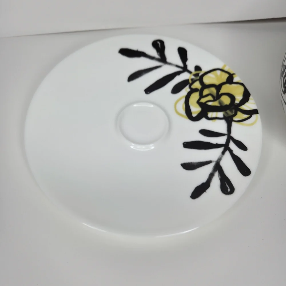 Crate Barrel Teacup Coffee Cup Saucer Artist Penelope Dullaghan